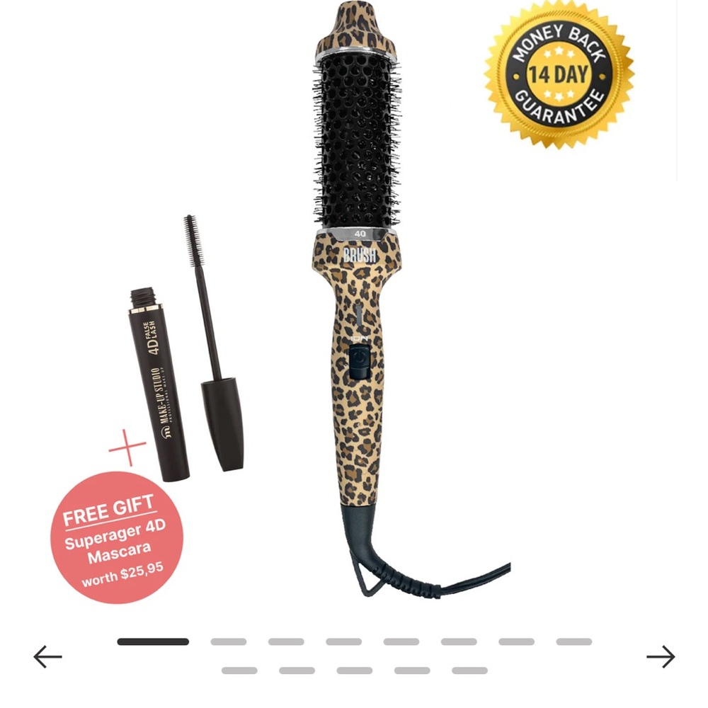 Leopard Print Round Hot Air Brush for Women - Lightweight Styling Tool